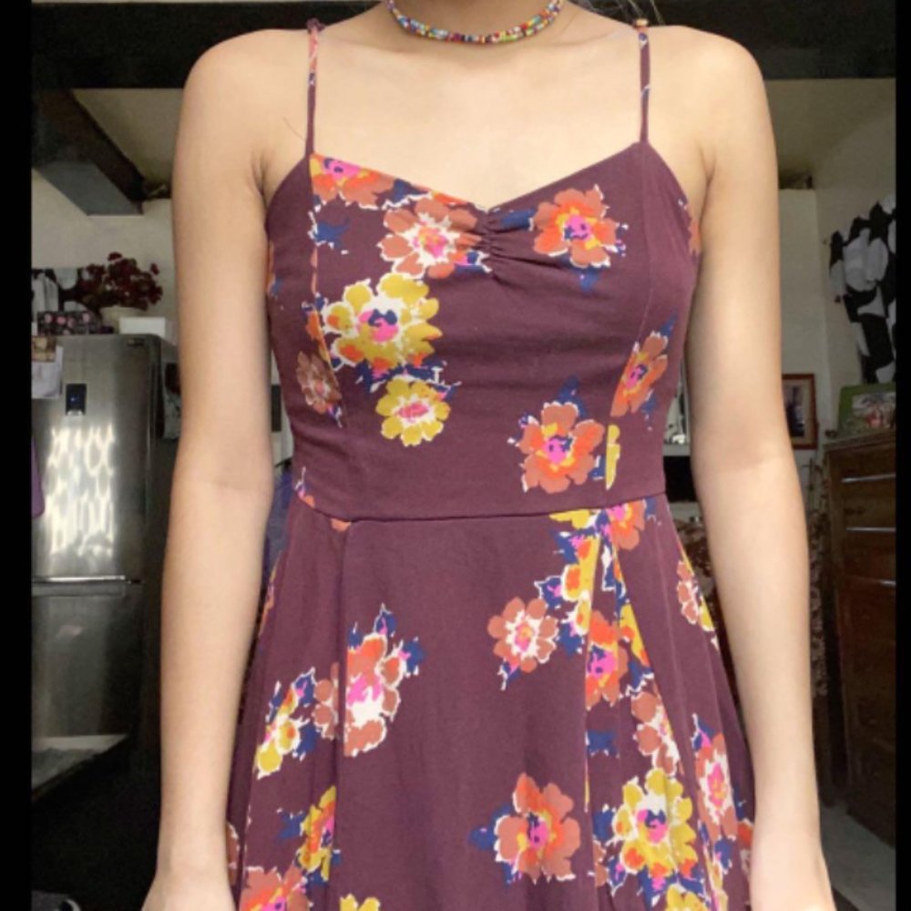 Maroon Floral Sundress